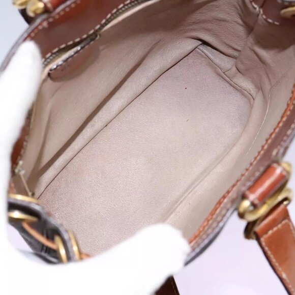 CELINE Macadam Canvas Shoulder Bag PVC Leather Brown Gold Auth EC156 - Picture 13 of 16